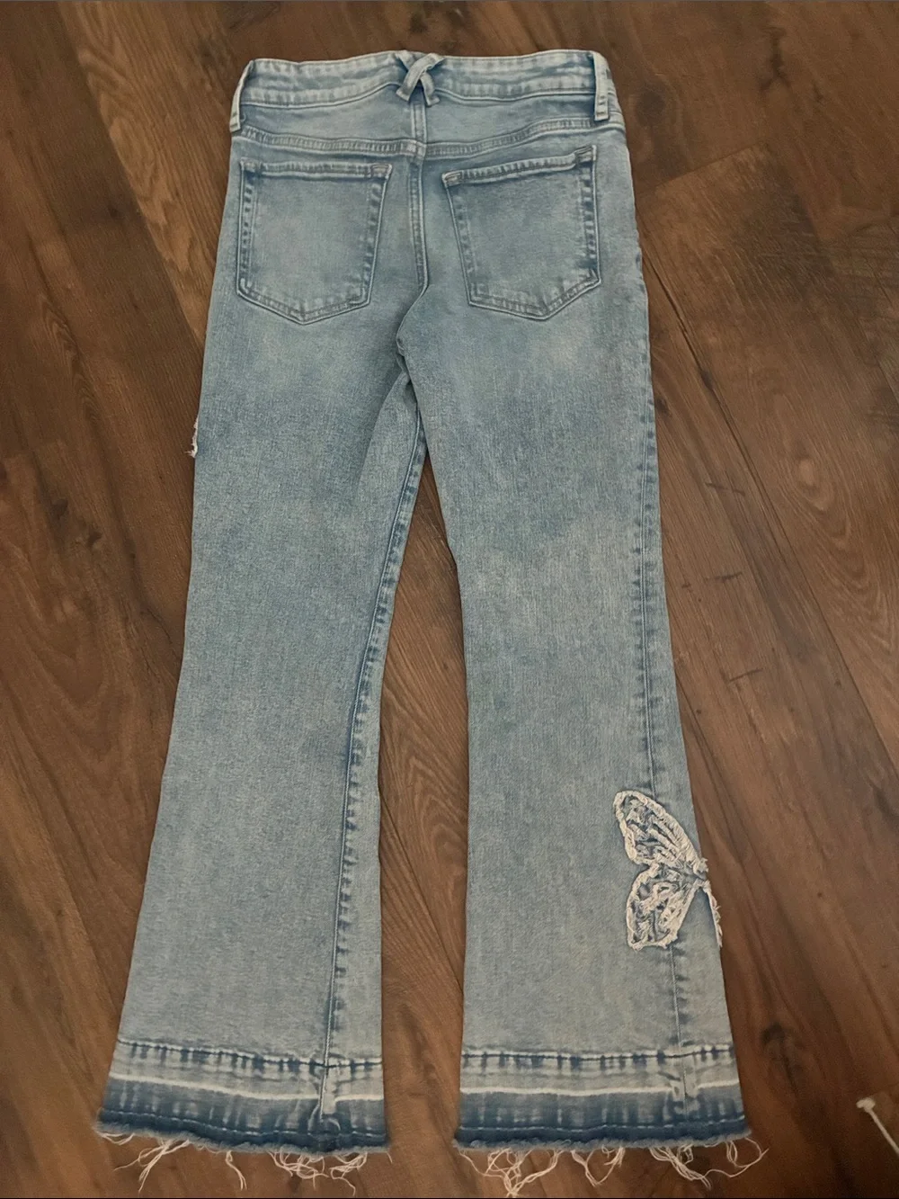 GAP Light Blue Butterfly Appliqué 70’s Flare High Rise Jeans